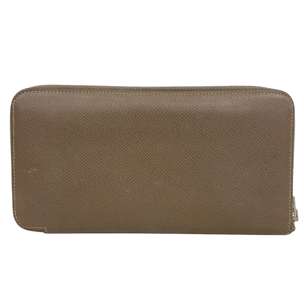 HERMES Long Wallet Purse silk beige Made in 2019 Epsom Azap Long Women Used