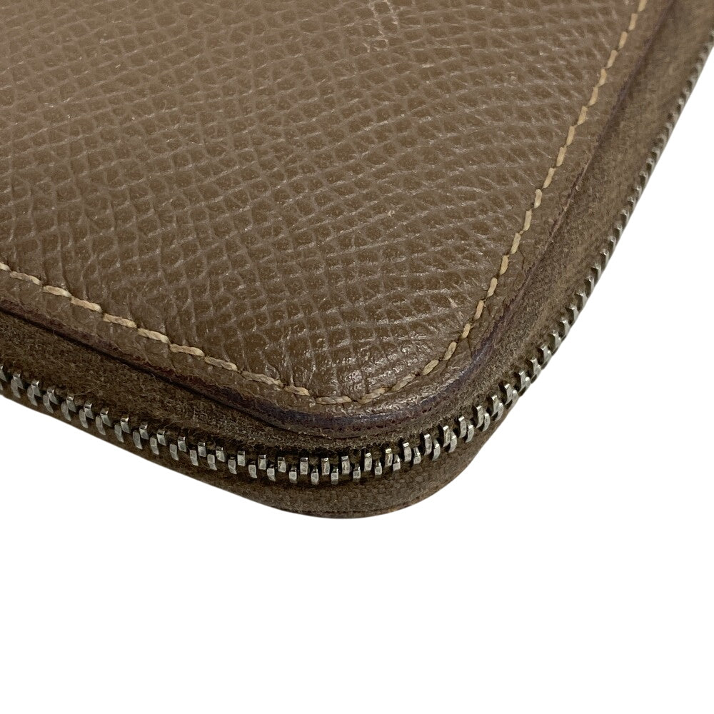 HERMES Long Wallet Purse silk beige Made in 2019 Epsom Azap Long Women Used