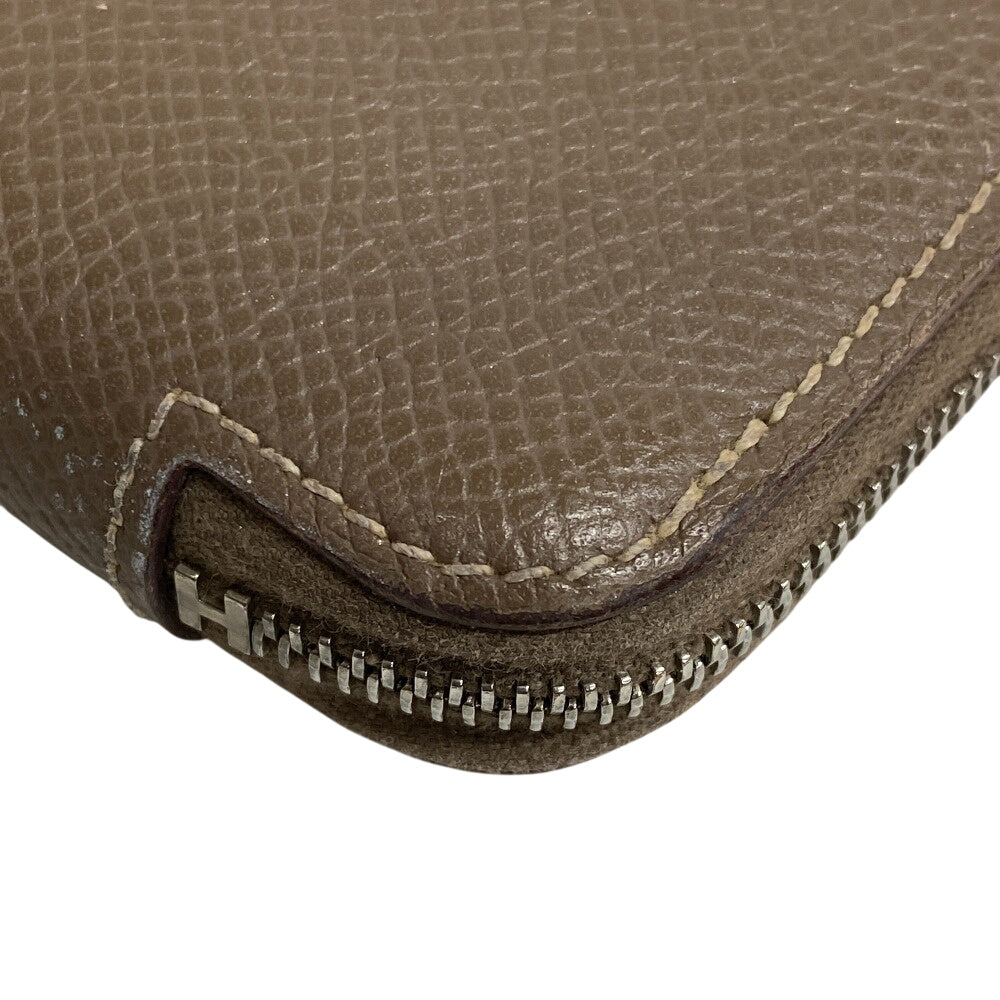 HERMES Long Wallet Purse silk beige Made in 2019 Epsom Azap Long Women Used