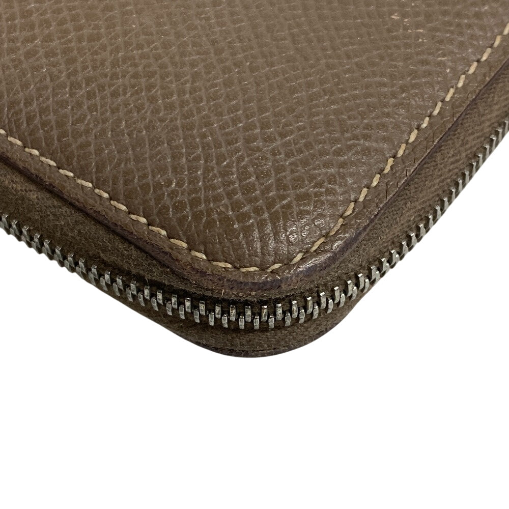 HERMES Long Wallet Purse silk beige Made in 2019 Epsom Azap Long Women Used