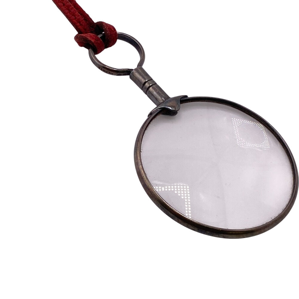 HERMES Necklace Silver925 , Leather Red Loupe Women Used