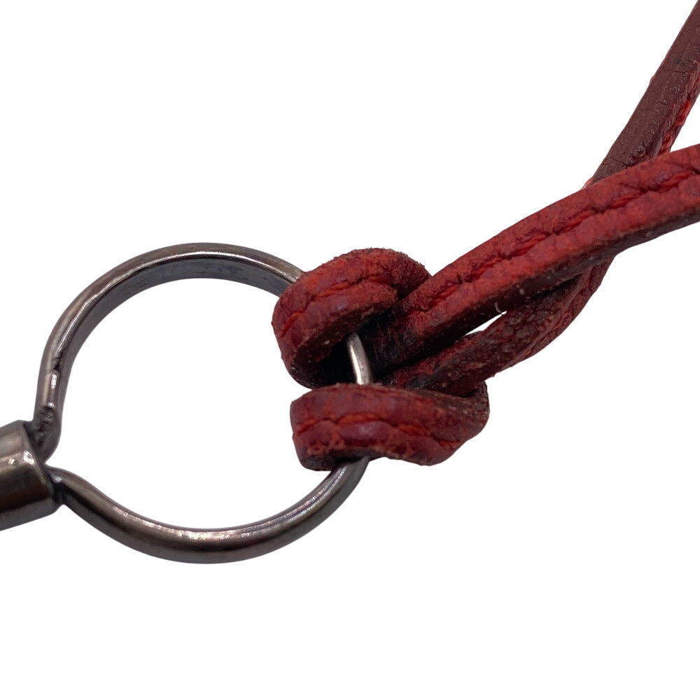 HERMES Necklace Silver925 , Leather Red Loupe Women Used