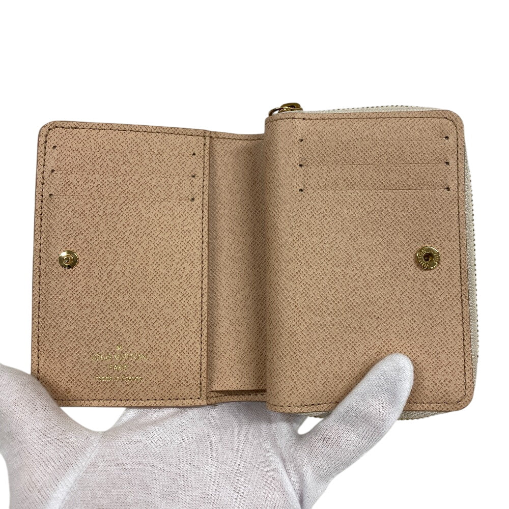 LOUIS VUITTON Bifold Wallet leather white Monogram Portefeuille Lou Women Used