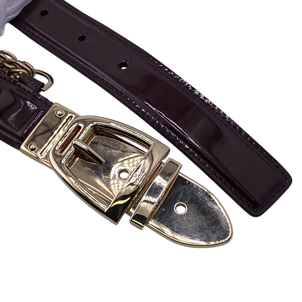 GUCCI belt 150696 Patent leather Bordeaux Chain charm Women 80/32 Used