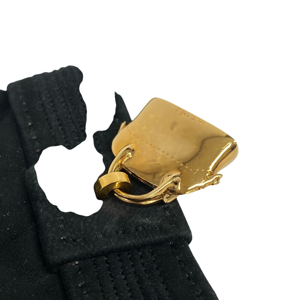 HERMES gloves Suede black Bolide Jige 8