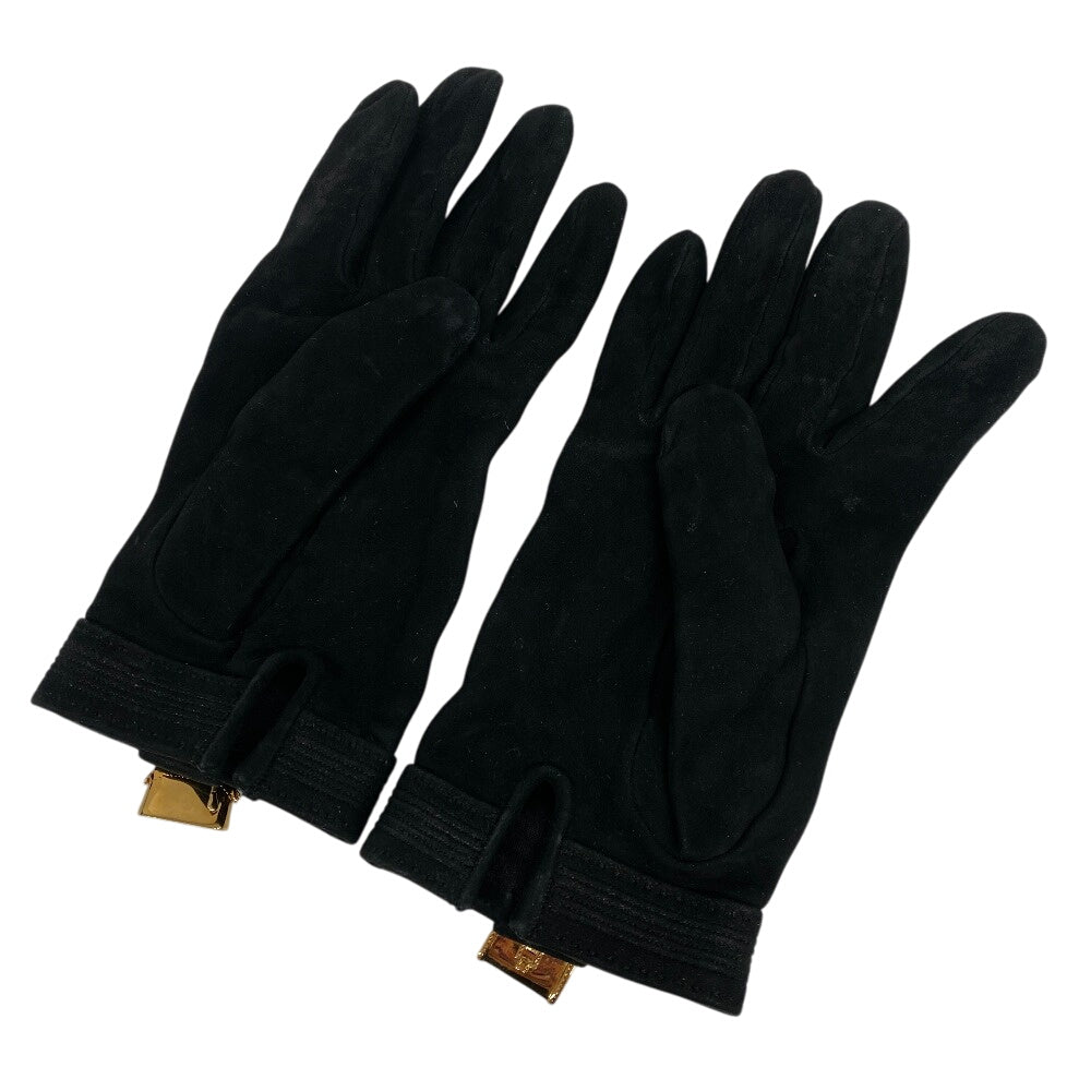 HERMES gloves Suede black Bolide Jige 8