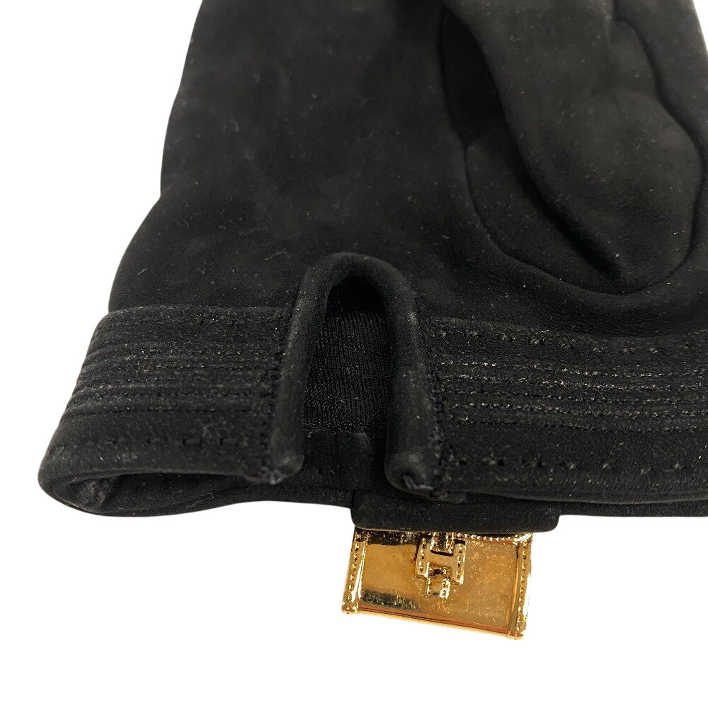 HERMES gloves Suede black Bolide Jige 8