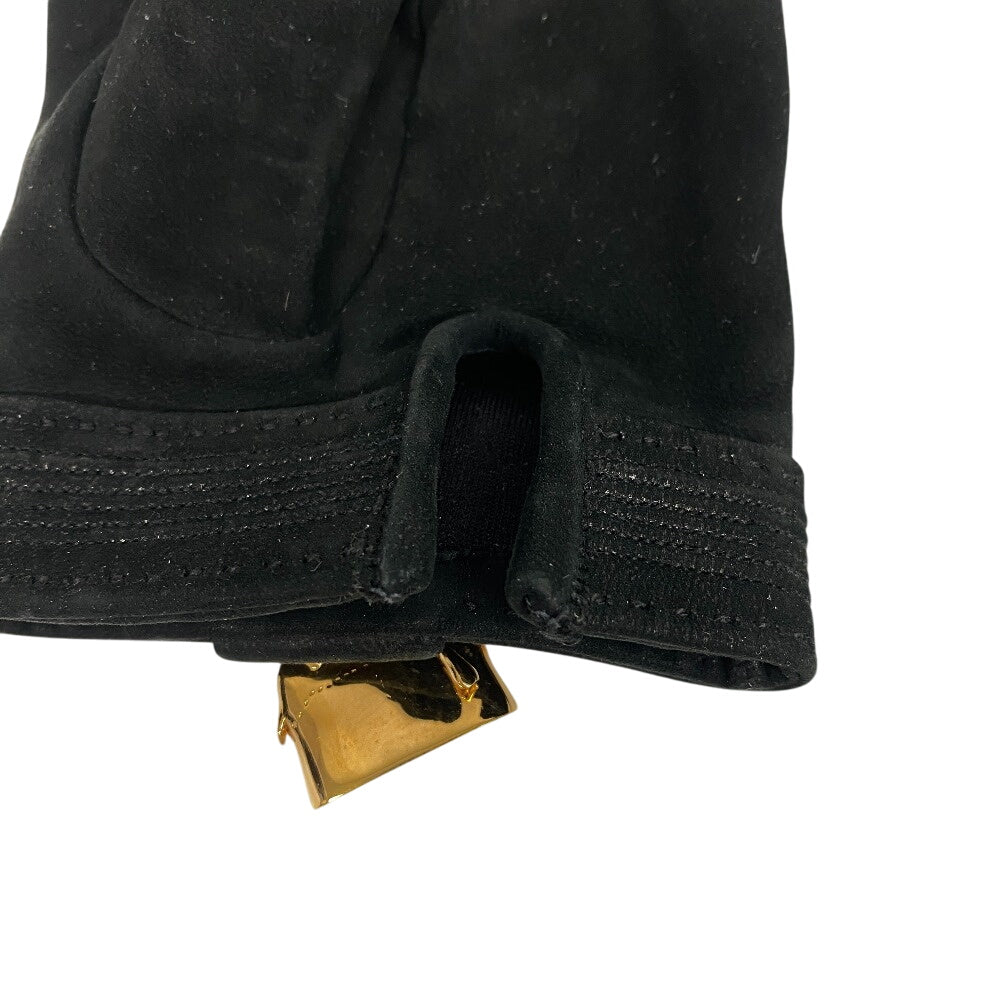 HERMES gloves Suede black Bolide Jige 8