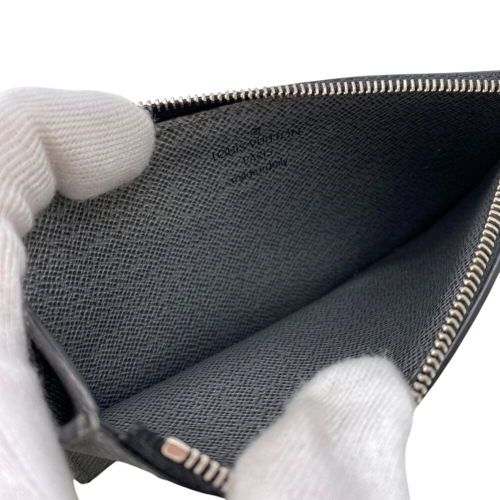 LOUIS VUITTON Coin case M30839 Taiga , Llama Silver Monogram Coin card holder mens Used