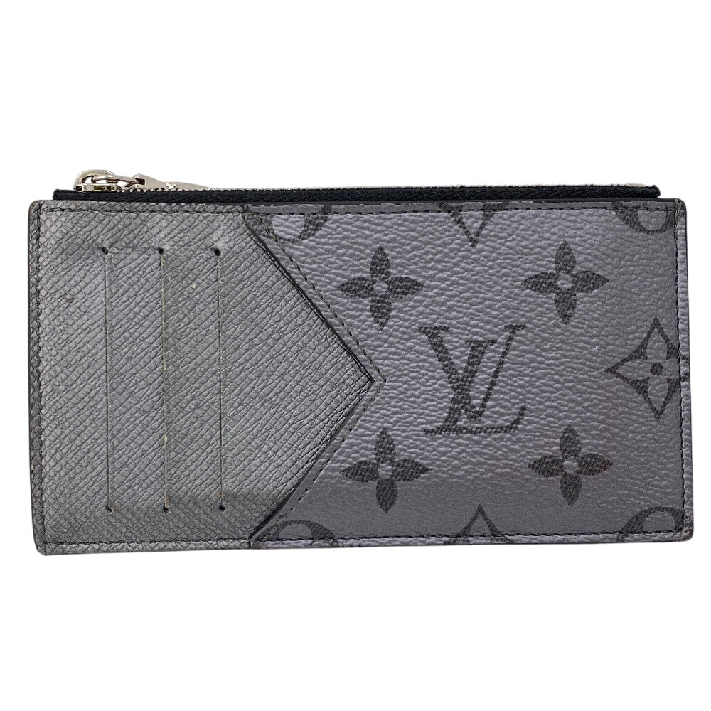 LOUIS VUITTON Coin case M30839 Taiga , Llama Silver Monogram Coin card holder mens Used
