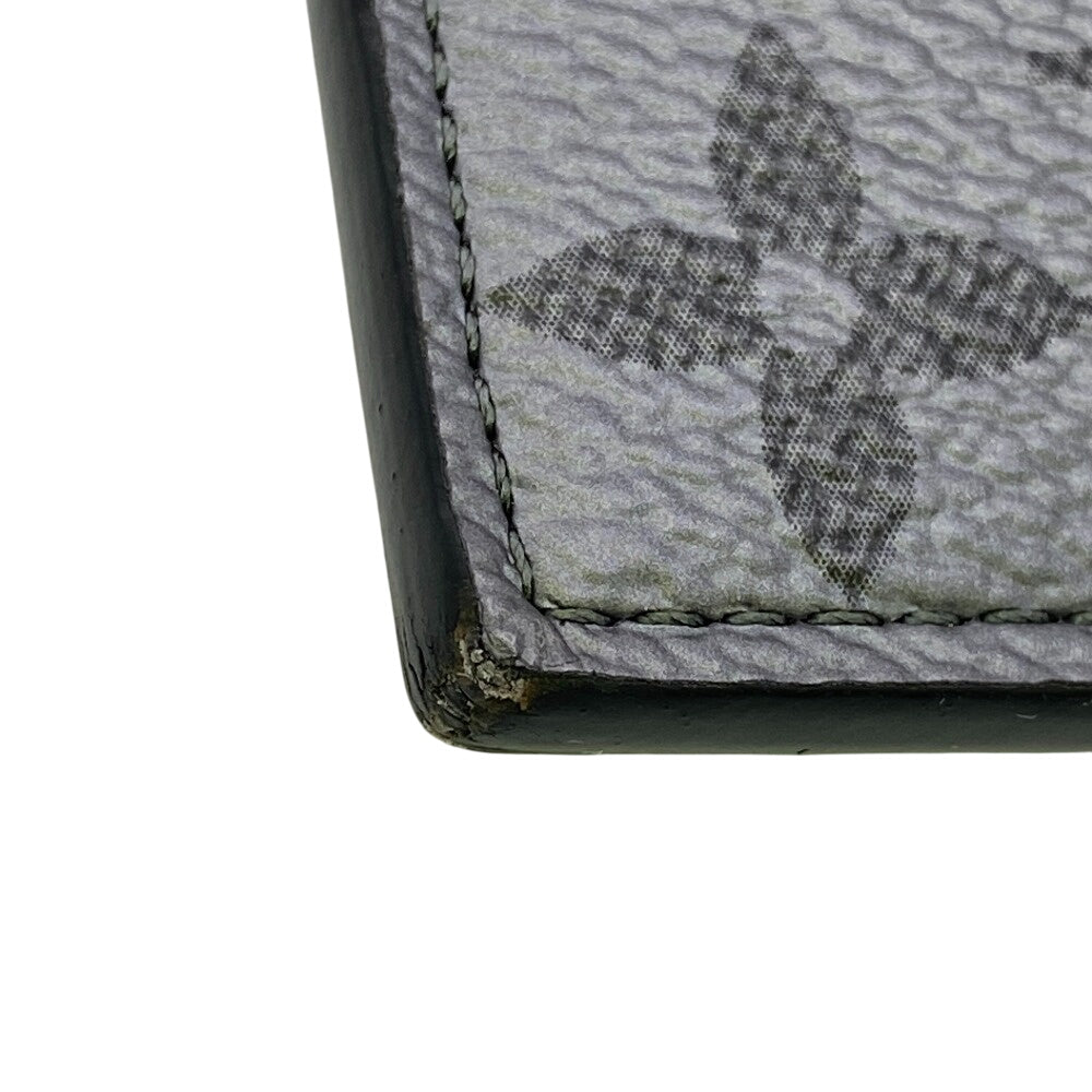 LOUIS VUITTON Coin case M30839 Taiga , Llama Silver Monogram Coin card holder mens Used