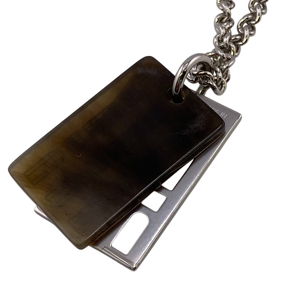 HERMES Necklace Buffalo Horn, Metal Silver Van Quatre Faubourg mens(Unisex) Used