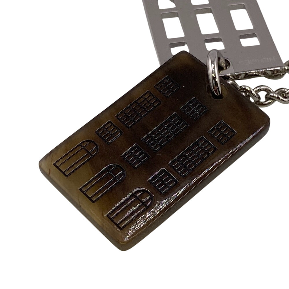HERMES Necklace Buffalo Horn, Metal Silver Van Quatre Faubourg mens(Unisex) Used