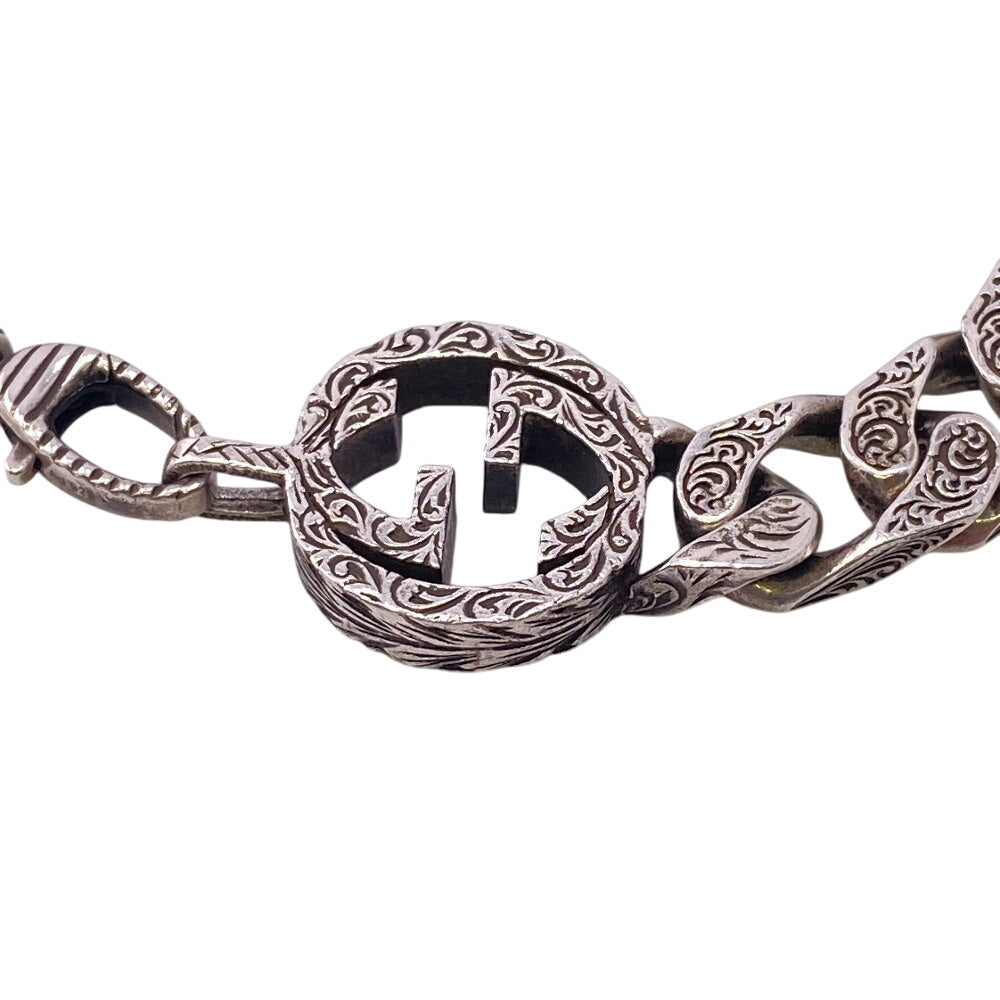 GUCCI bracelet Silver925 Silver Arabesque Interlocking G mens(Unisex) Used