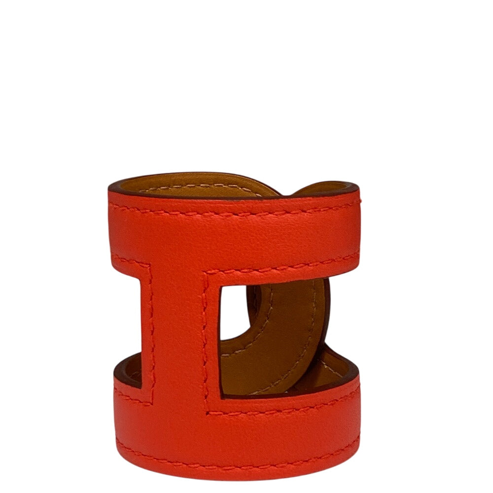 HERMES Bangle leather Red bracelet Anno Chene Dunkle Women Used