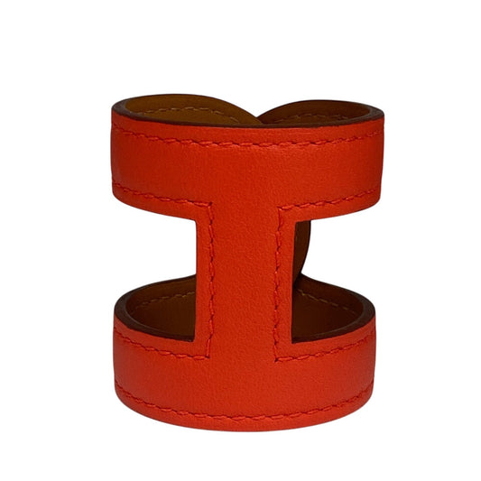 HERMES Bangle leather Red bracelet Anno Chene Dunkle Women Used
