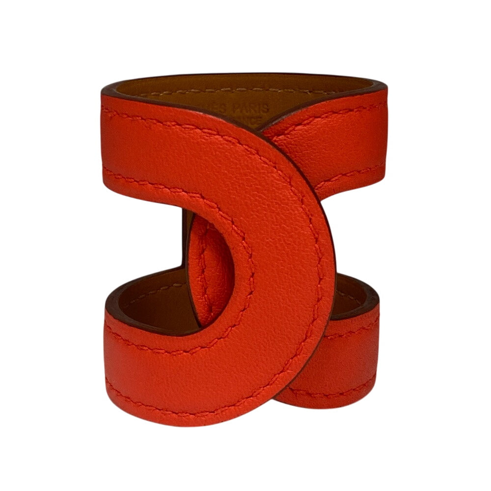 HERMES Bangle leather Red bracelet Anno Chene Dunkle Women Used