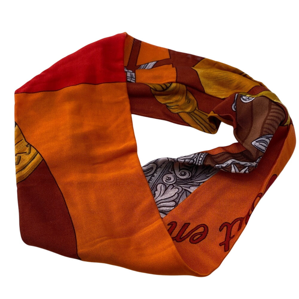 HERMES hair accessory silk Orange hair band Women Used