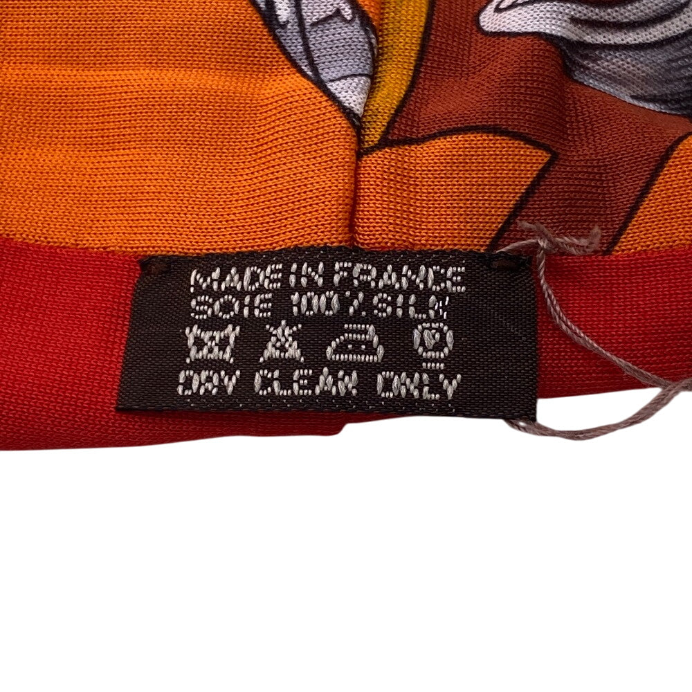 HERMES hair accessory silk Orange hair band Women Used