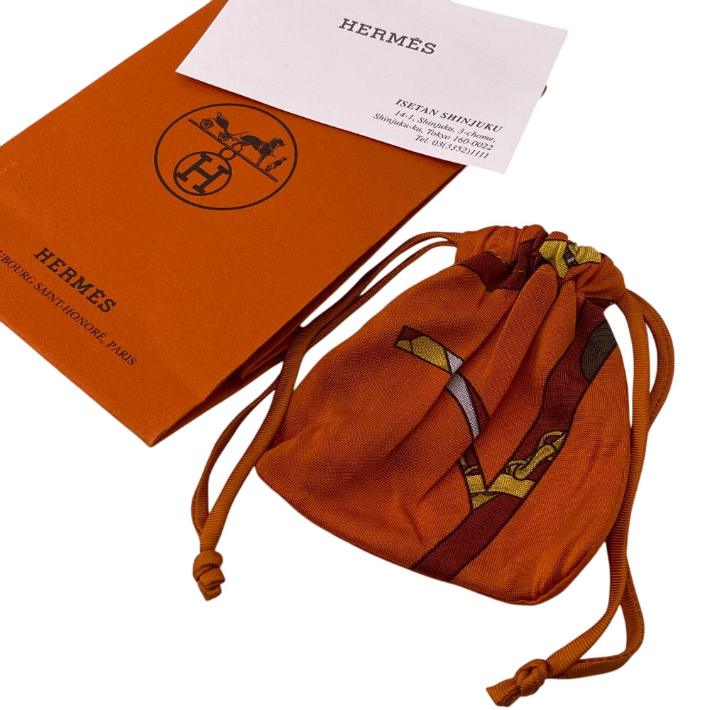 HERMES hair accessory silk Orange hair band Women Used