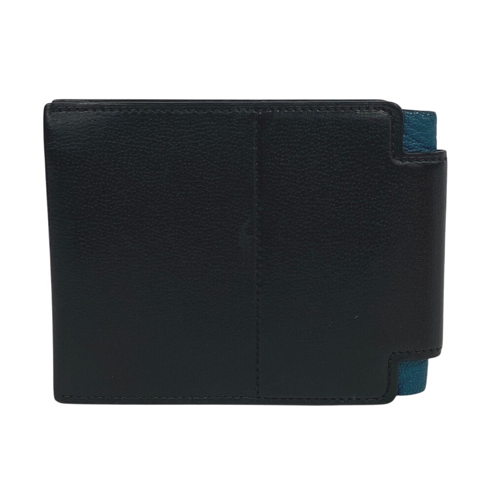 HERMES Bifold Wallet leather black Made in 2021 H Sport Compact mens Used