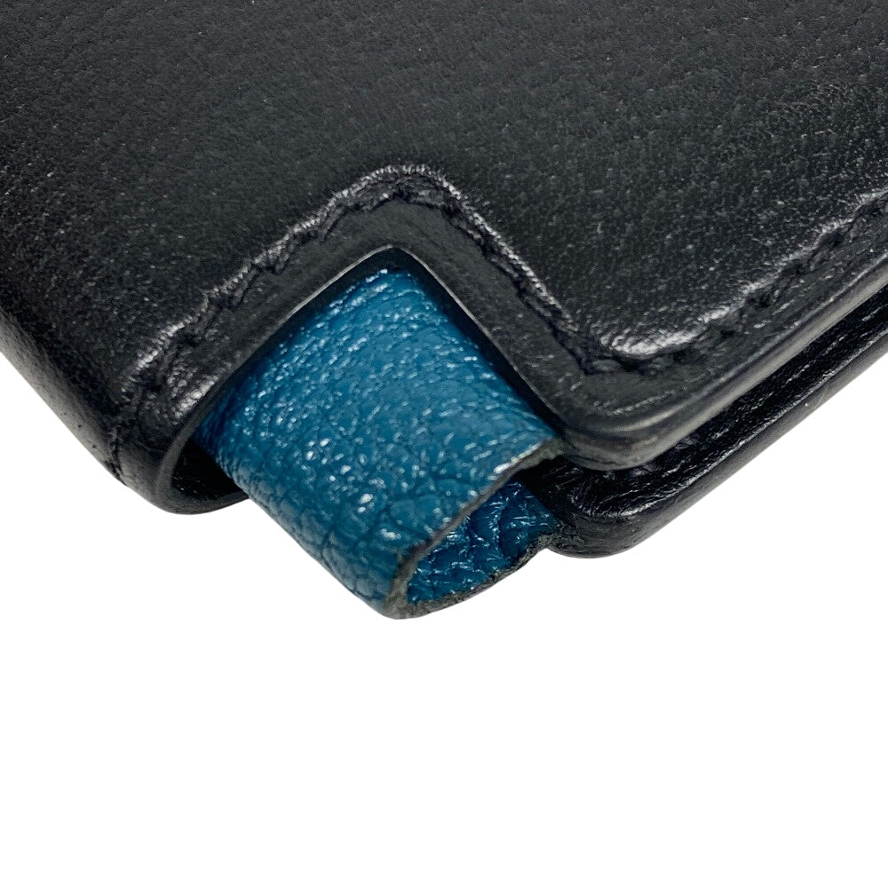 HERMES Bifold Wallet leather black Made in 2021 H Sport Compact mens Used