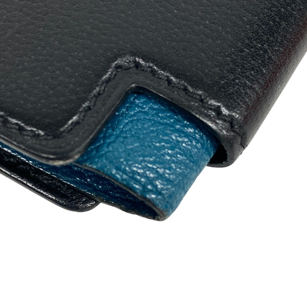 HERMES Bifold Wallet leather black Made in 2021 H Sport Compact mens Used