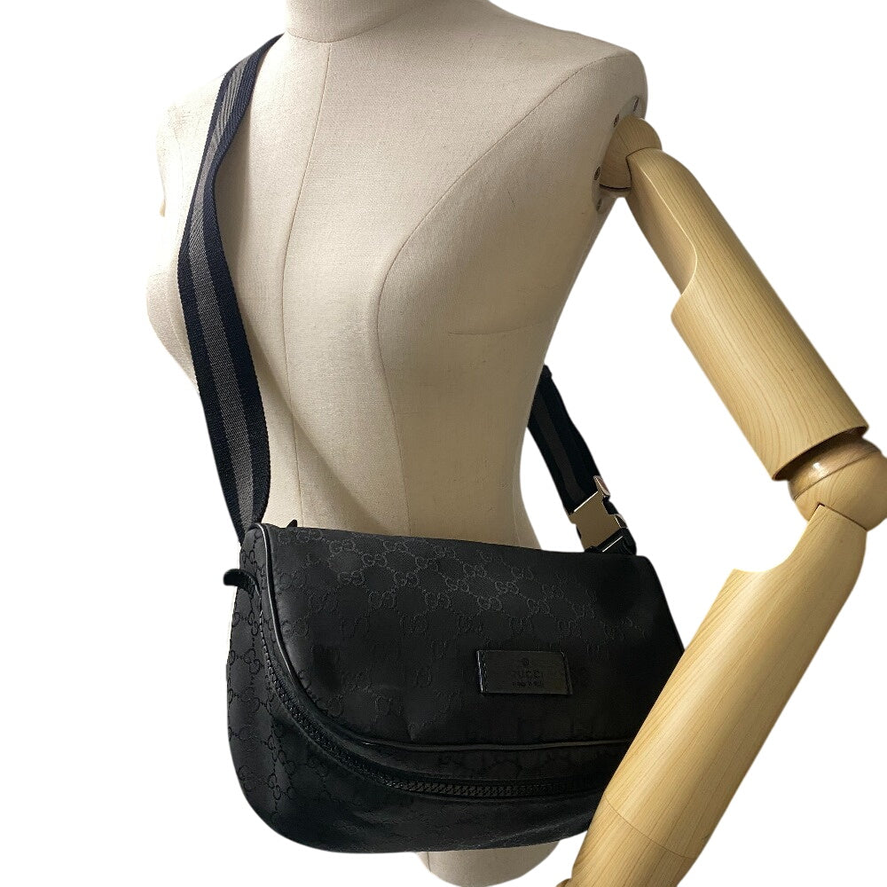 GUCCI Sling bag Nylon, Leather black GG nylon unisex(Unisex) Used