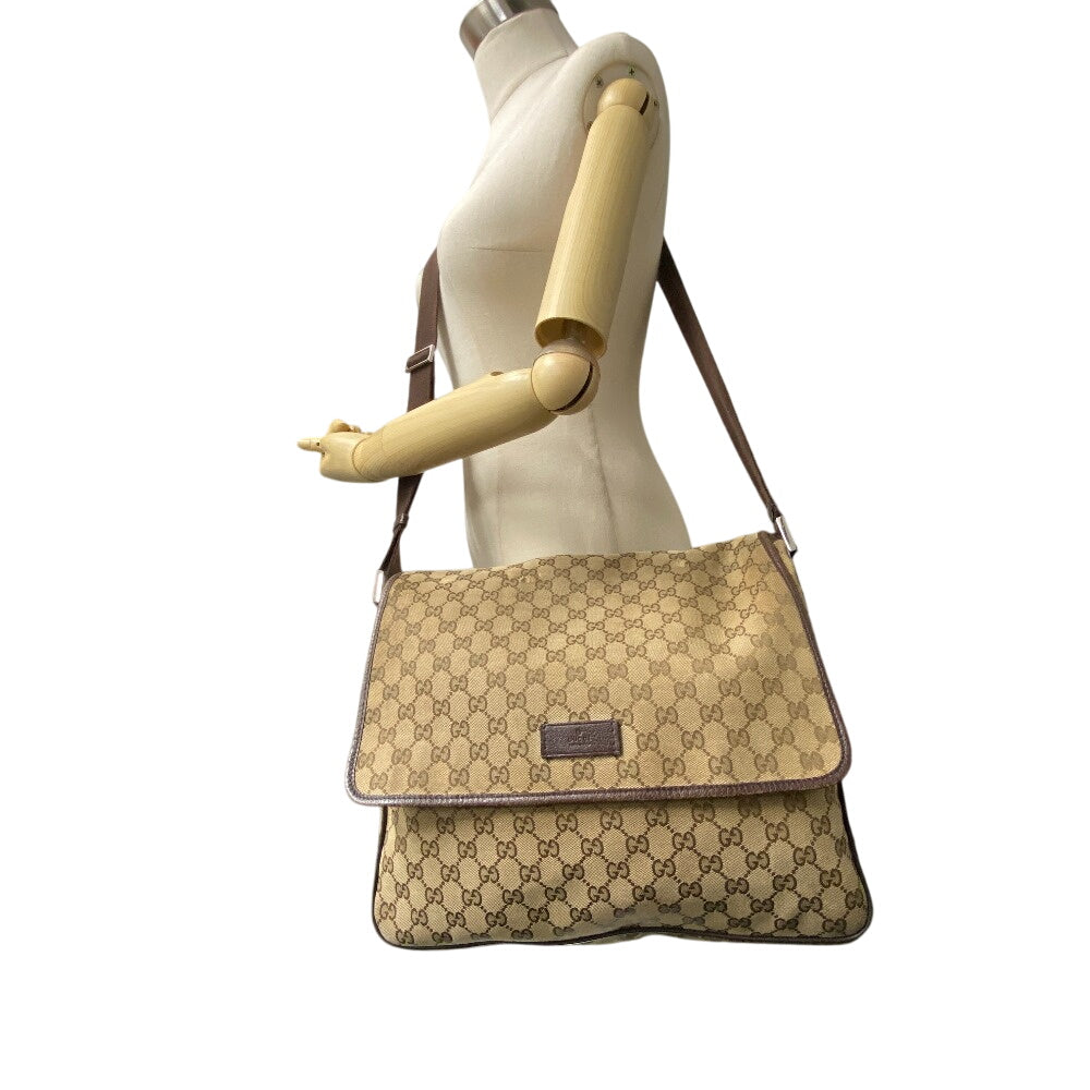 GUCCI Shoulder Bag GG canvas, leather Brown GG canvas Messenger unisex(Unisex) Used