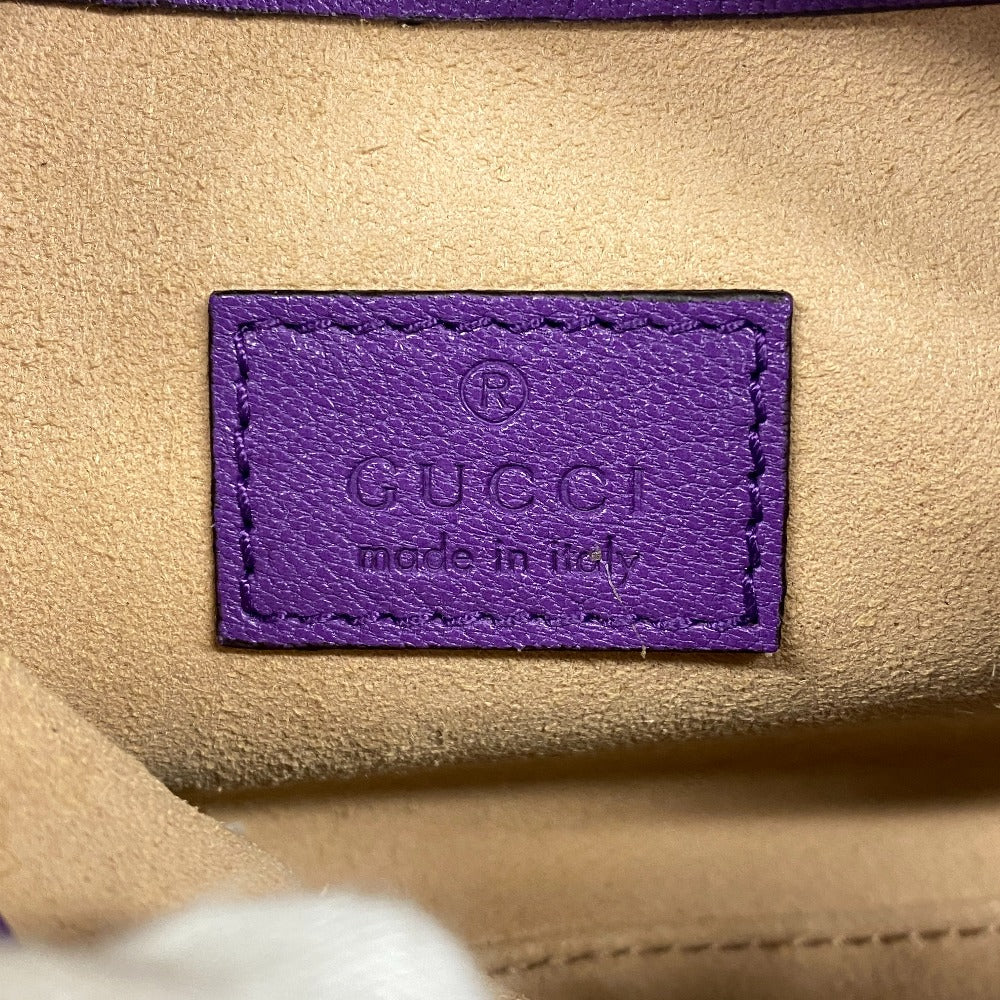 GUCCI Handbag 739076 leather purple GG Marmont Aphrodite Small Women Used