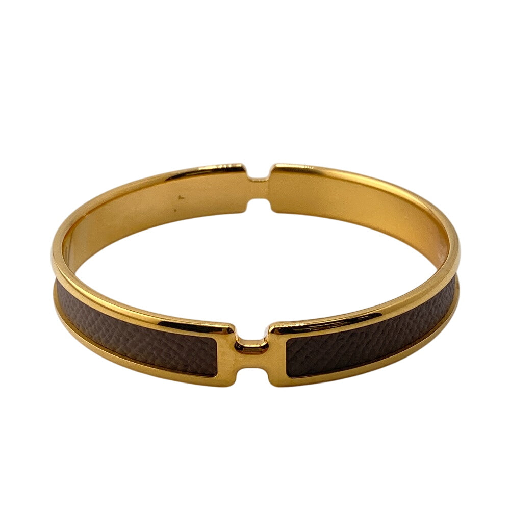 HERMES Bangle leather gold Olympe Women Used