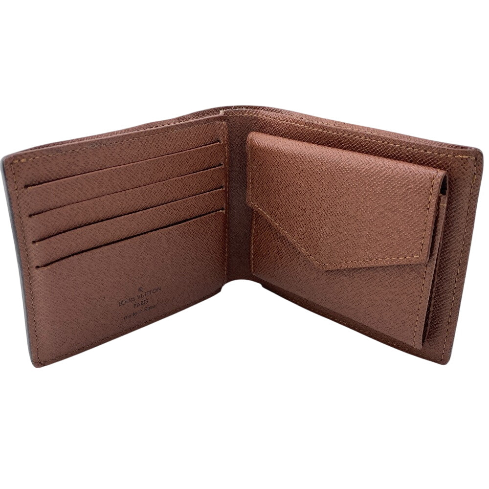LOUIS VUITTON Bifold Wallet M62288 leather Brown Compact wallet Monogram Portefeuille Marco NM mens Used
