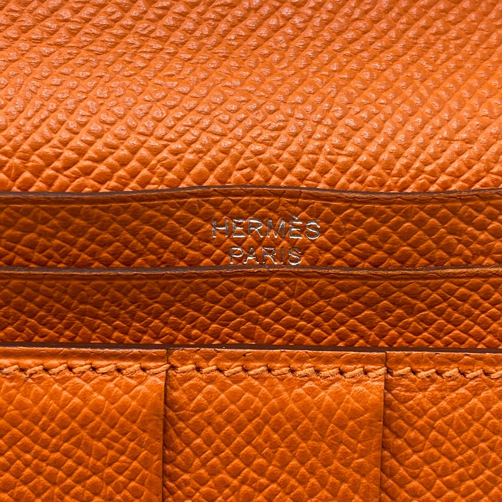 HERMES Long Wallet Purse leather Orange 2014 Epsom Beansufla Women Used