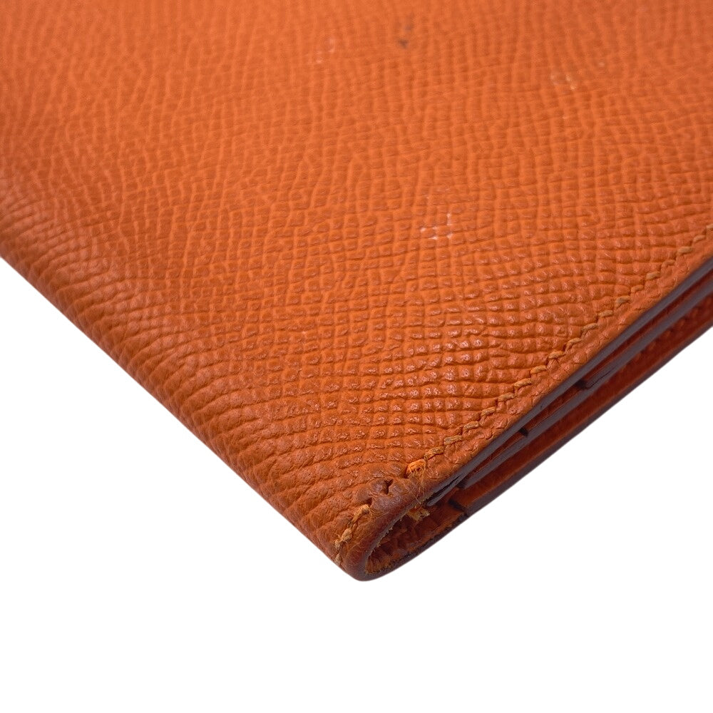 HERMES Long Wallet Purse leather Orange 2014 Epsom Beansufla Women Used