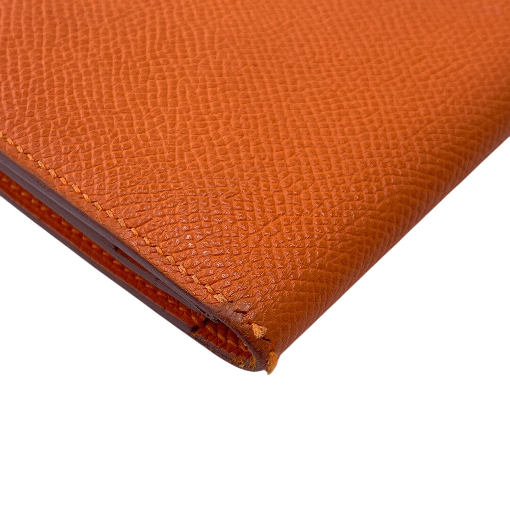 HERMES Long Wallet Purse leather Orange 2014 Epsom Beansufla Women Used