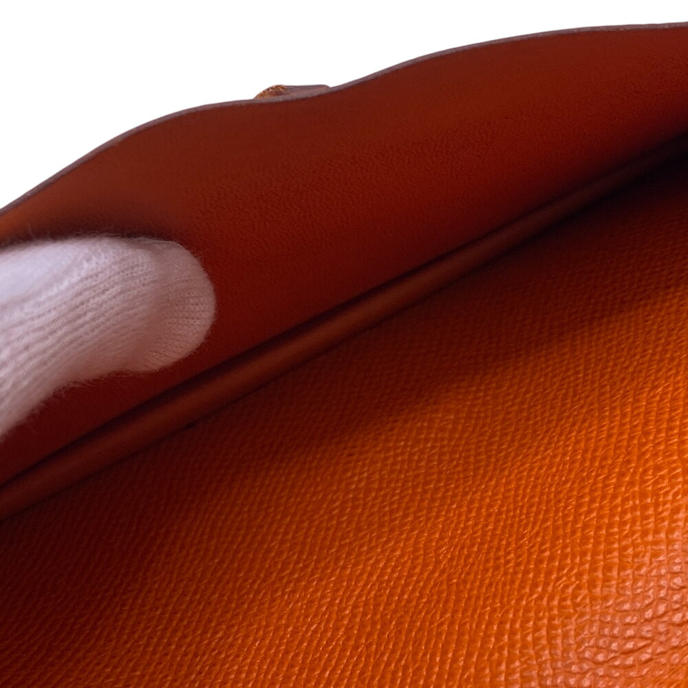 HERMES Long Wallet Purse leather Orange 2014 Epsom Beansufla Women Used