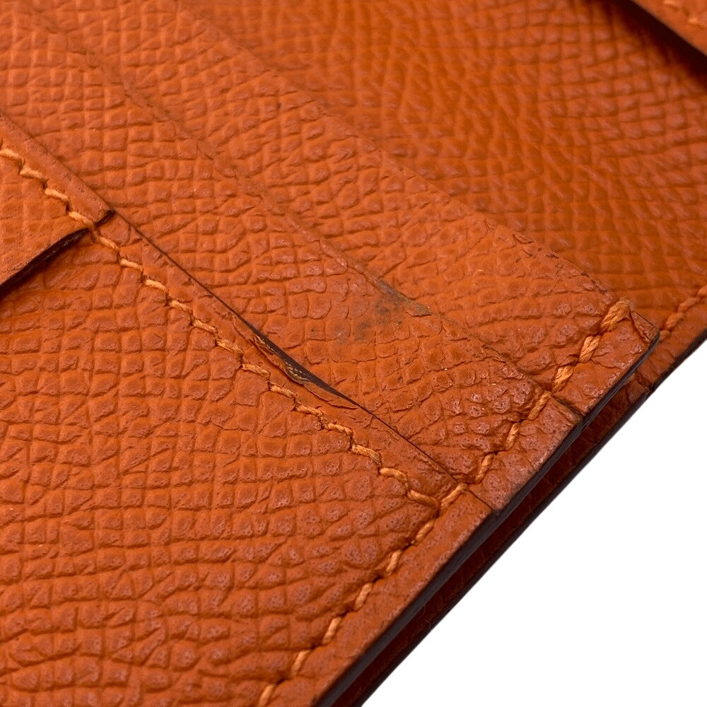 HERMES Long Wallet Purse leather Orange 2014 Epsom Beansufla Women Used