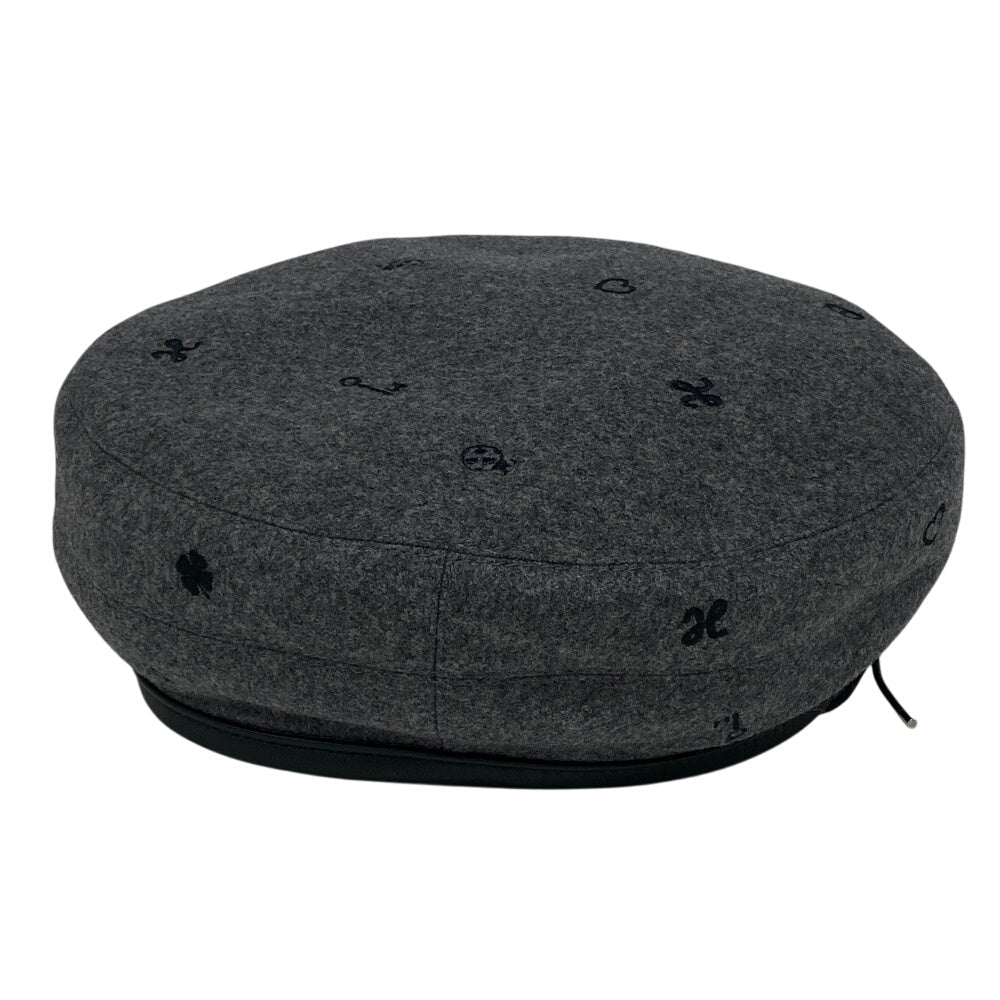 HERMES beret cashmere gray Charbon Saint Honoré 58