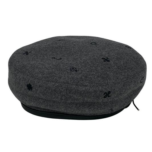 HERMES beret cashmere gray Charbon Saint Honoré 58