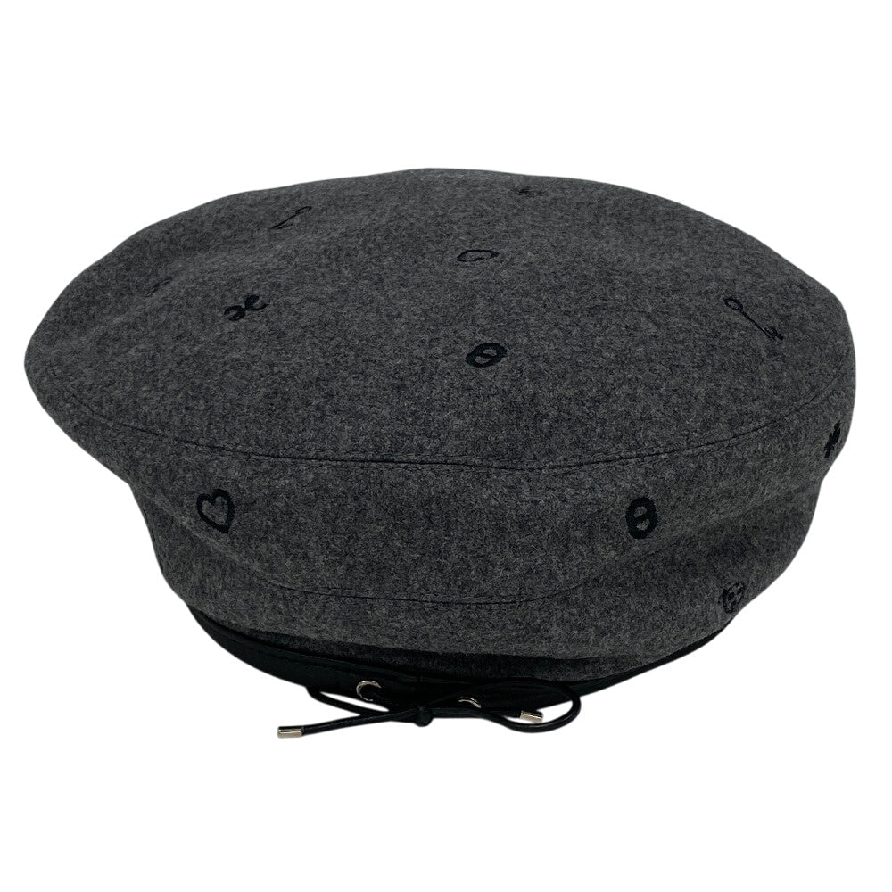 HERMES beret cashmere gray Charbon Saint Honoré 58