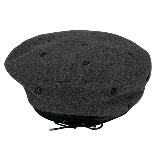 HERMES beret cashmere gray Charbon Saint Honoré 58