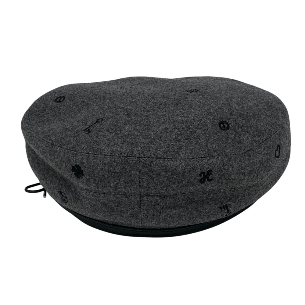 HERMES beret cashmere gray Charbon Saint Honoré 58