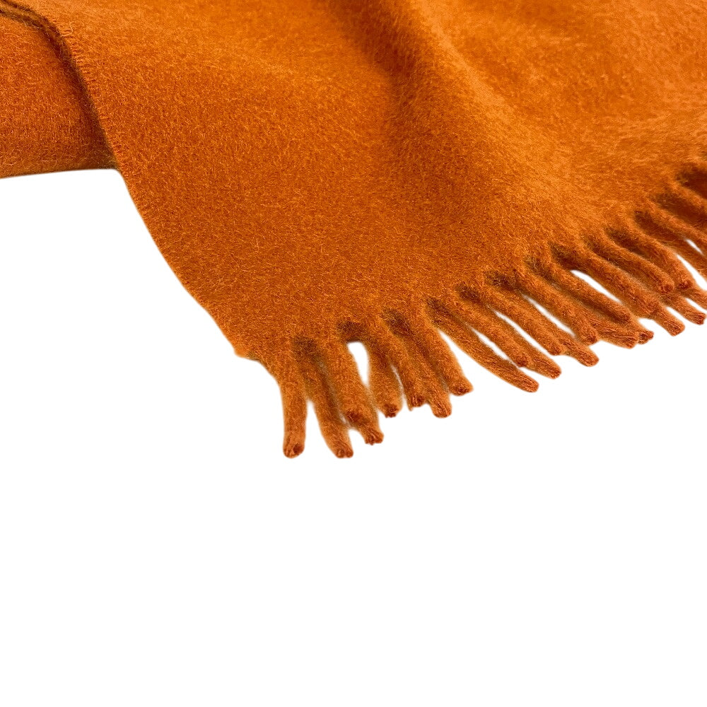 HERMES Scarf cashmere Orange 1 fringe(Unisex) Used