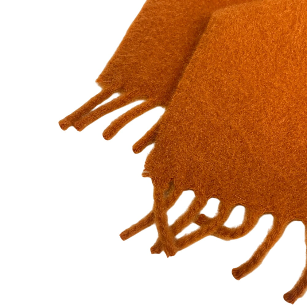 HERMES Scarf cashmere Orange 1 fringe(Unisex) Used