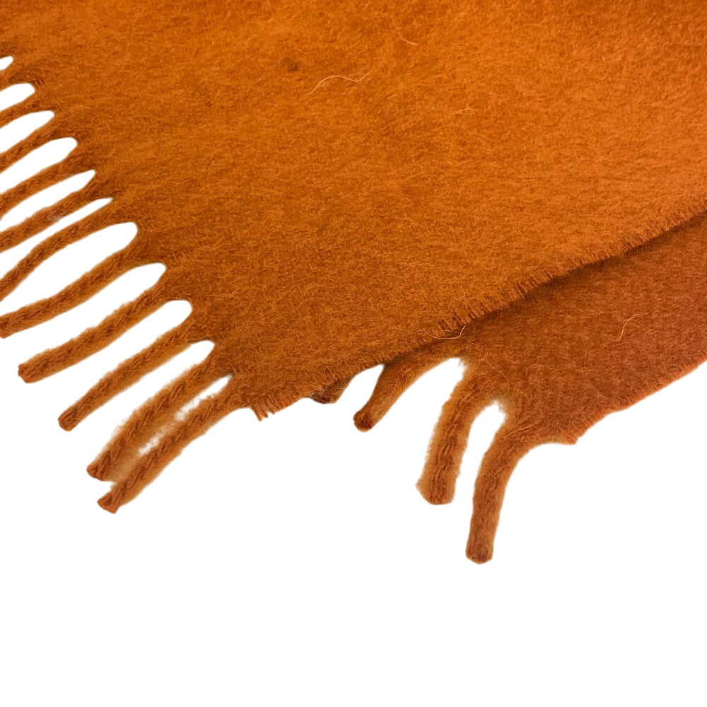 HERMES Scarf cashmere Orange 1 fringe(Unisex) Used