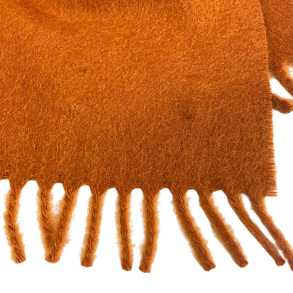 HERMES Scarf cashmere Orange 1 fringe(Unisex) Used