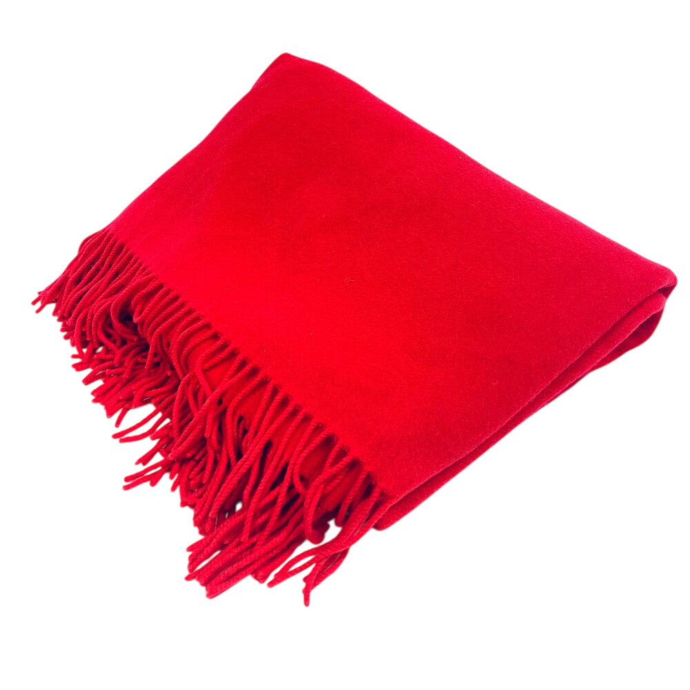 HERMES Scarf cashmere Red logo Women(Unisex) Used