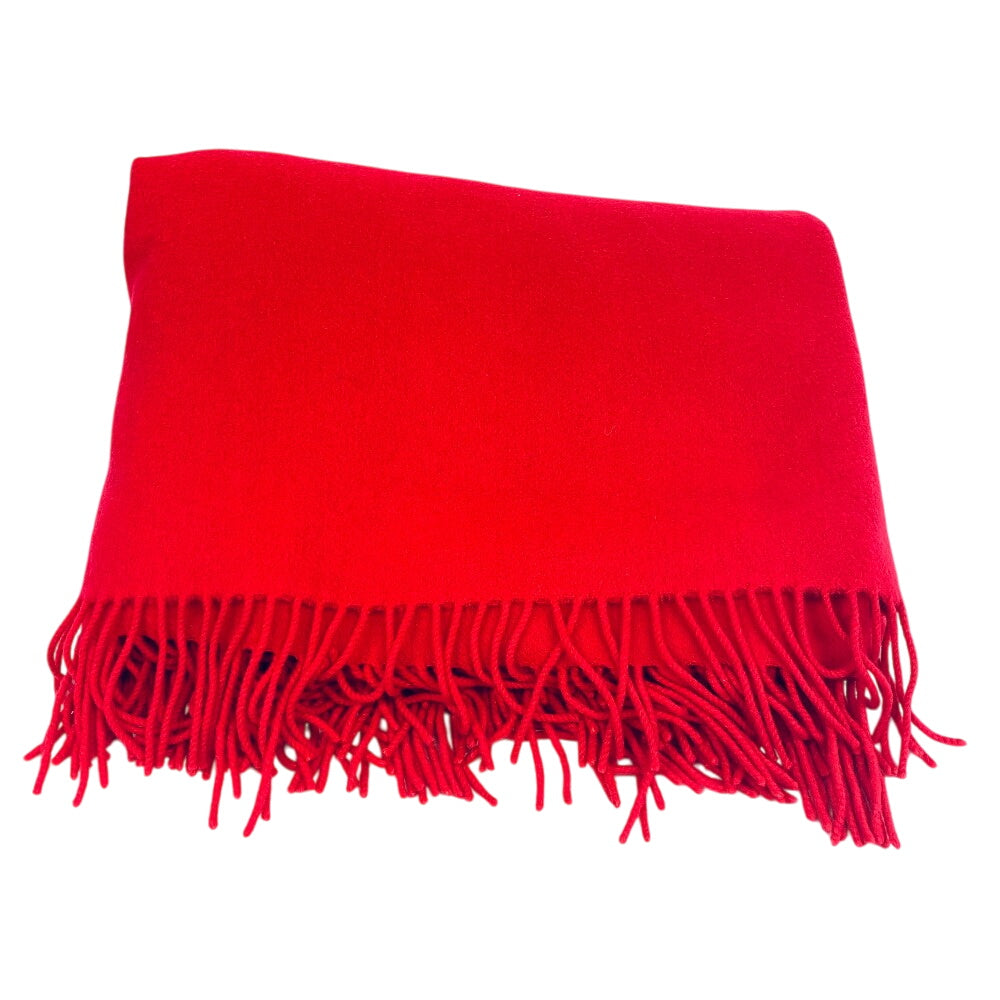 HERMES Scarf cashmere Red logo Women(Unisex) Used