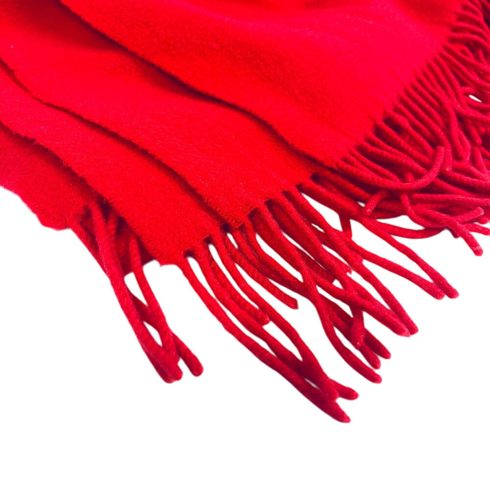 HERMES Scarf cashmere Red logo Women(Unisex) Used