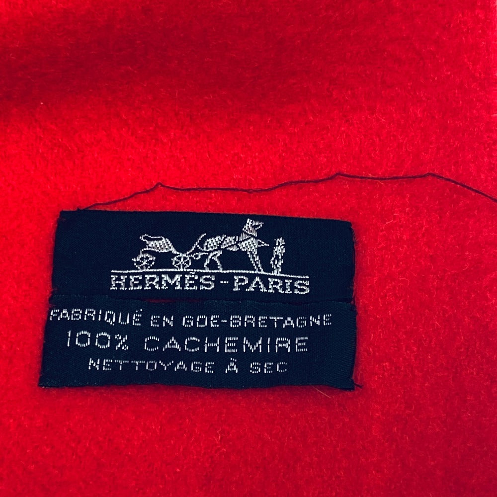 HERMES Scarf cashmere Red logo Women(Unisex) Used